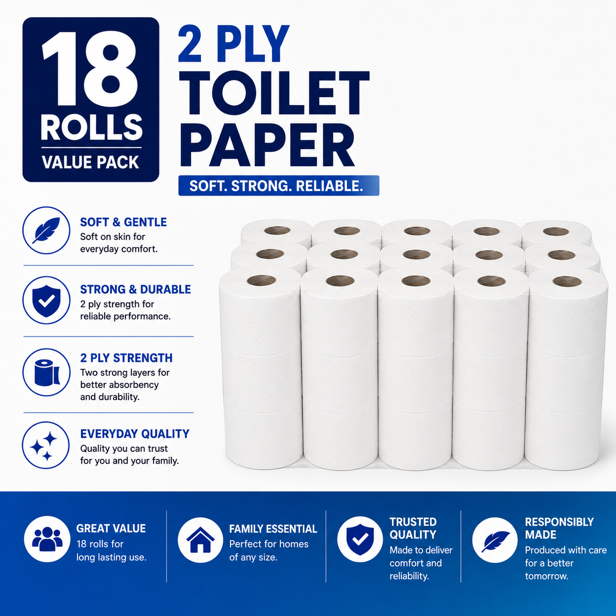 18 pack 2 ply toilet paper