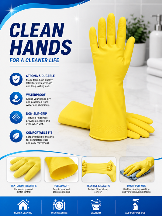 2 pack yellow cleaning gloves