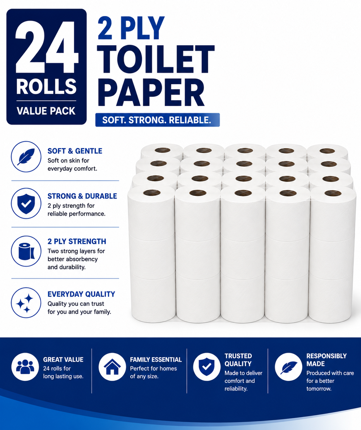 24 pack 2 ply toilet paper